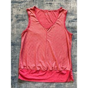Eddie Bauer Pale Dusky Red Stripe V Neck Tank Women's Large